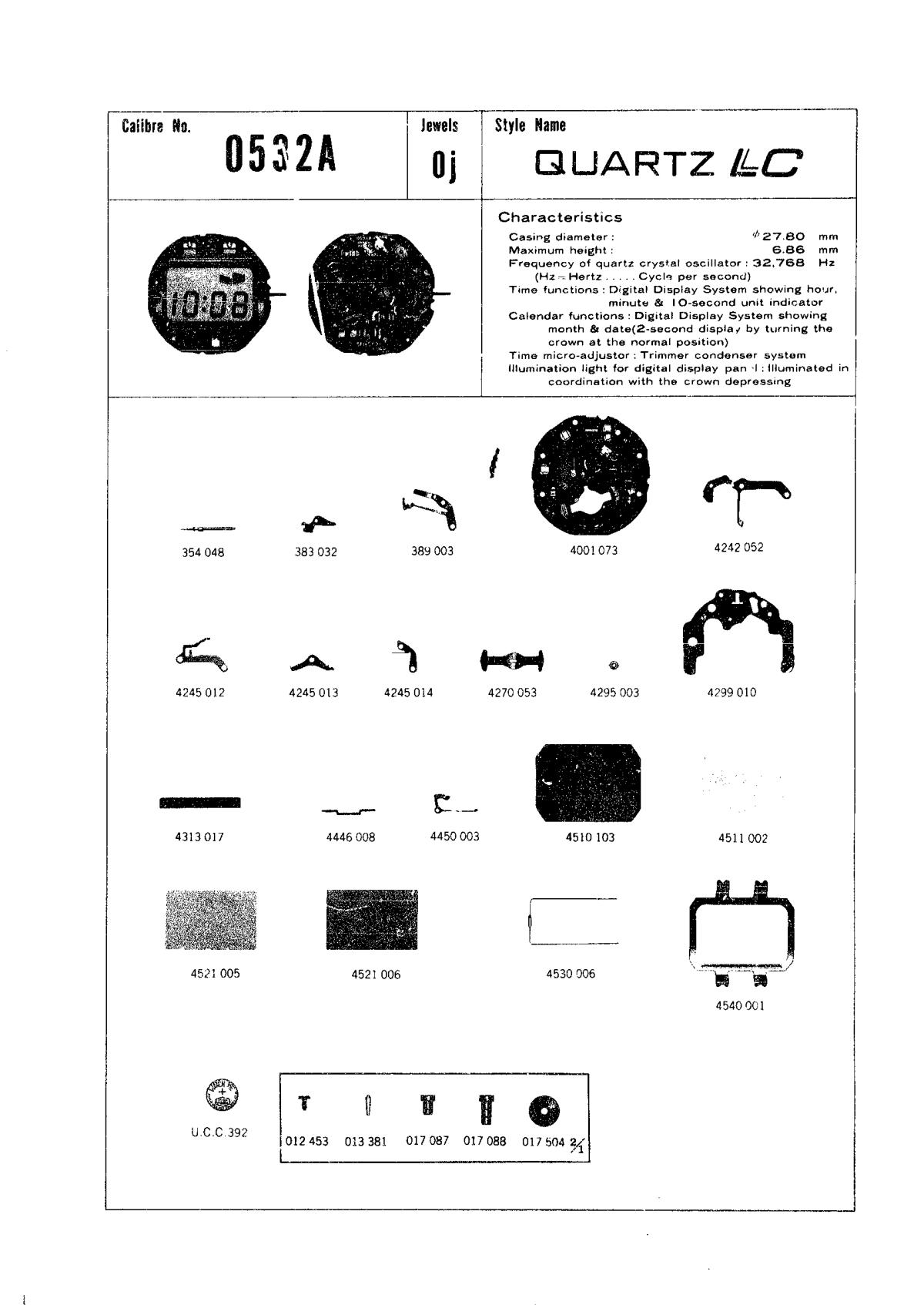 watch movement technical information
