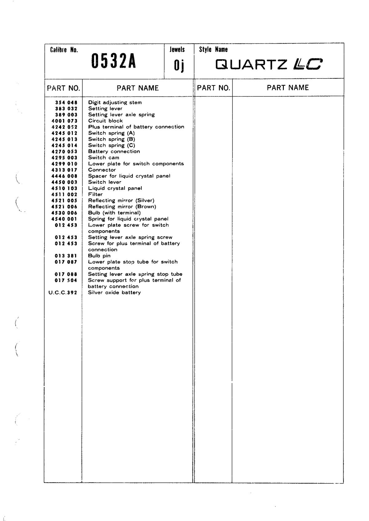 watch movement technical information