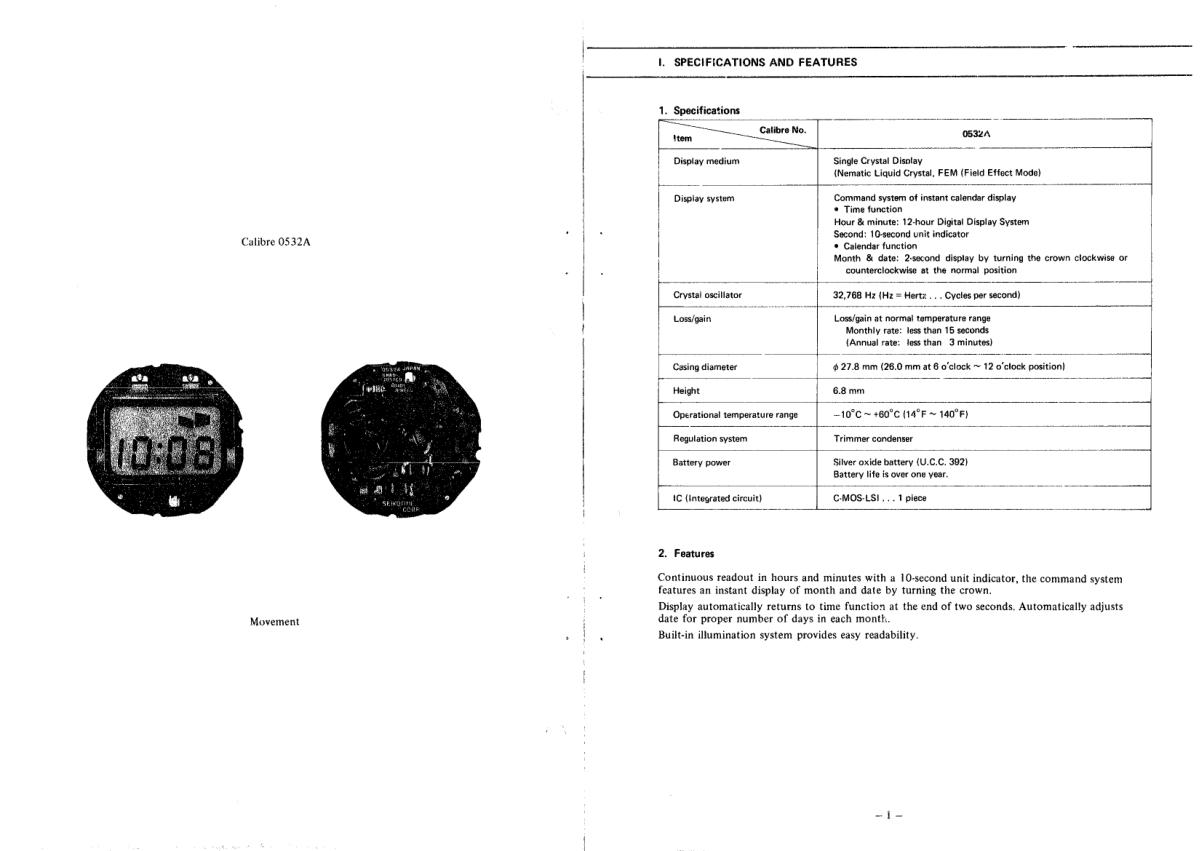 watch movement technical information