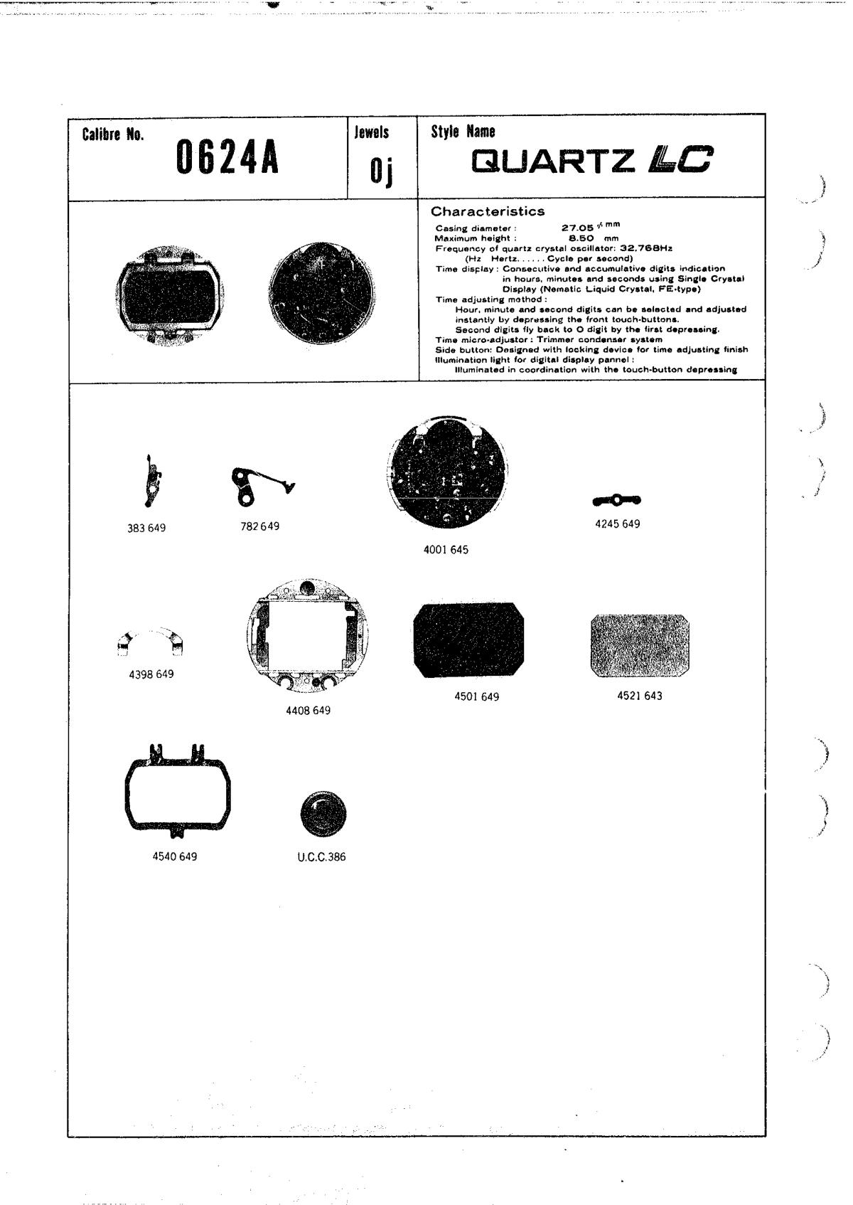 watch movement technical information