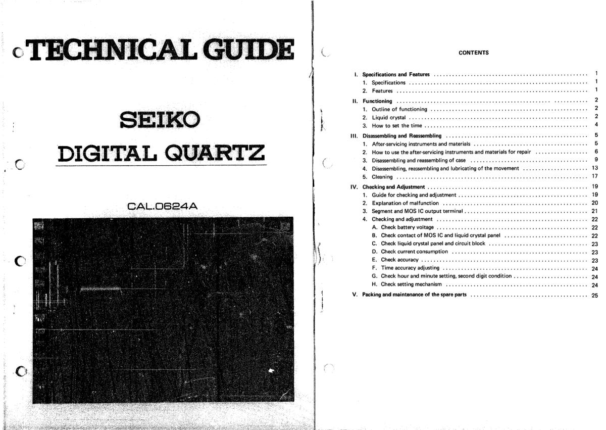 watch movement technical information
