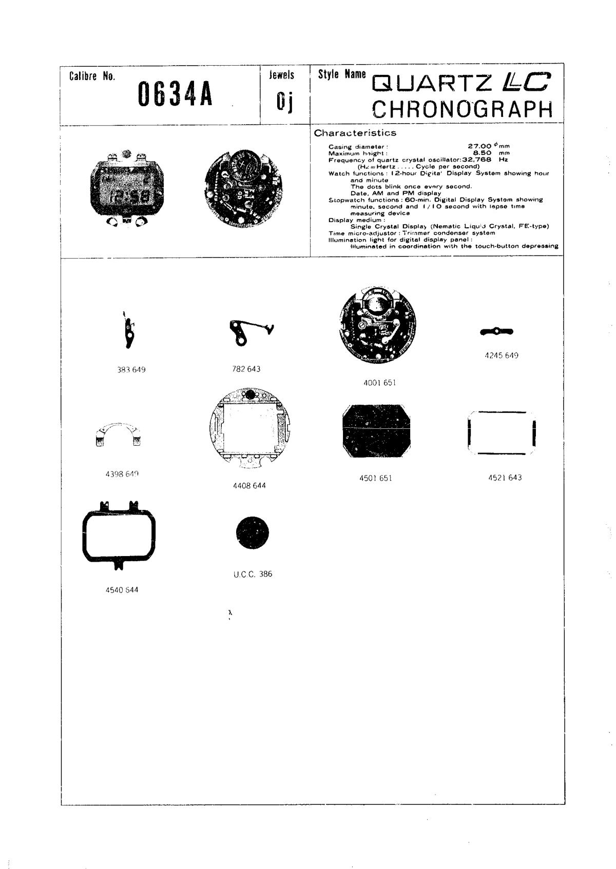 watch movement technical information