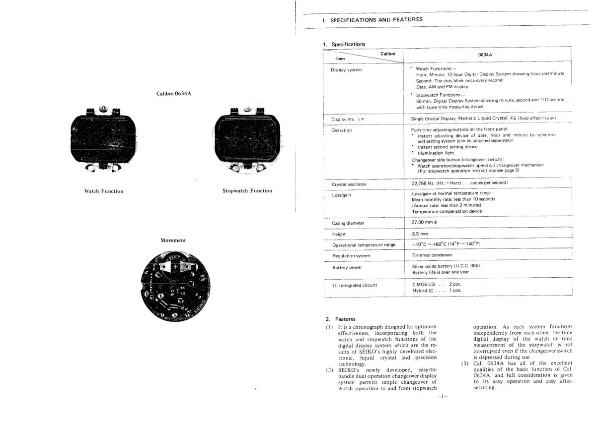 watch movement technical information