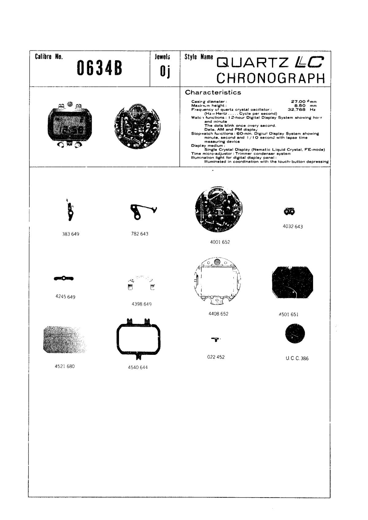 watch movement technical information