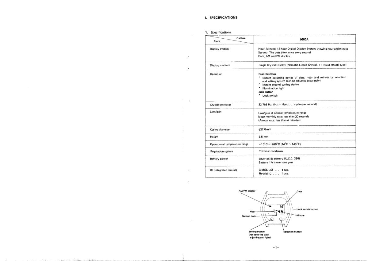 watch movement technical information