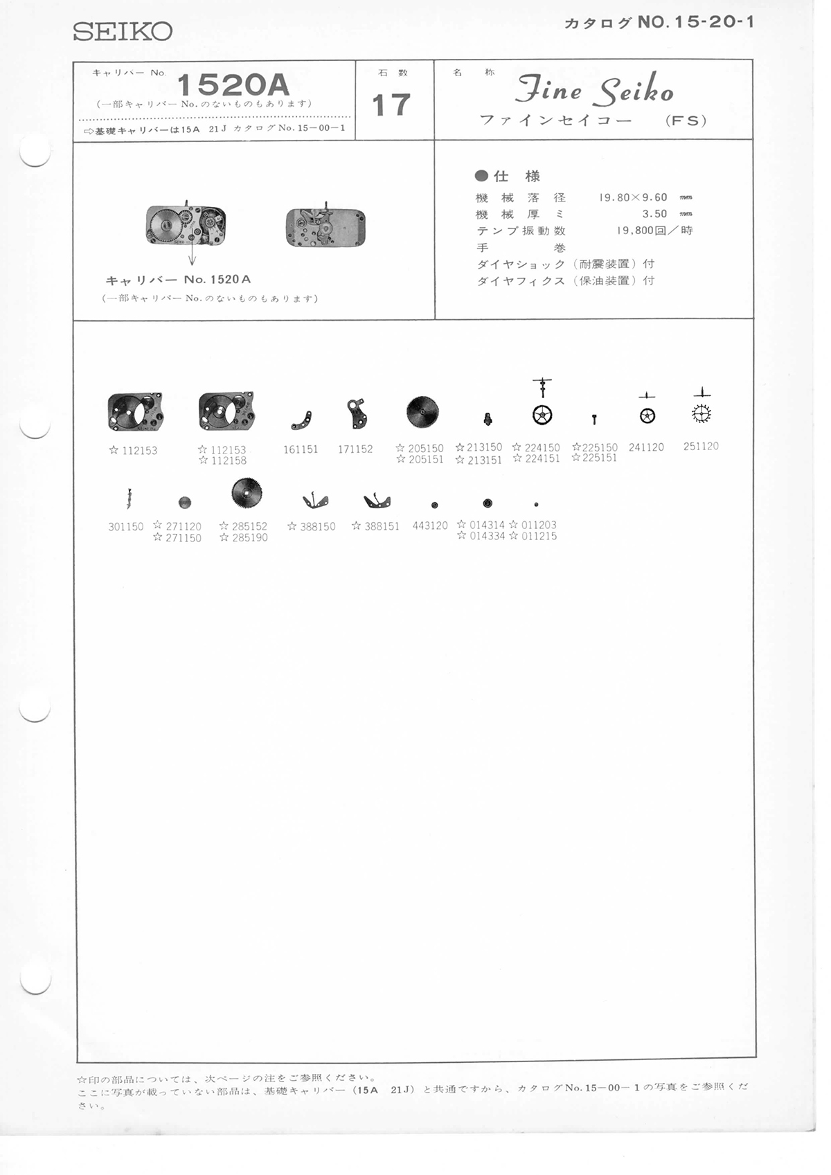 watch movement technical information