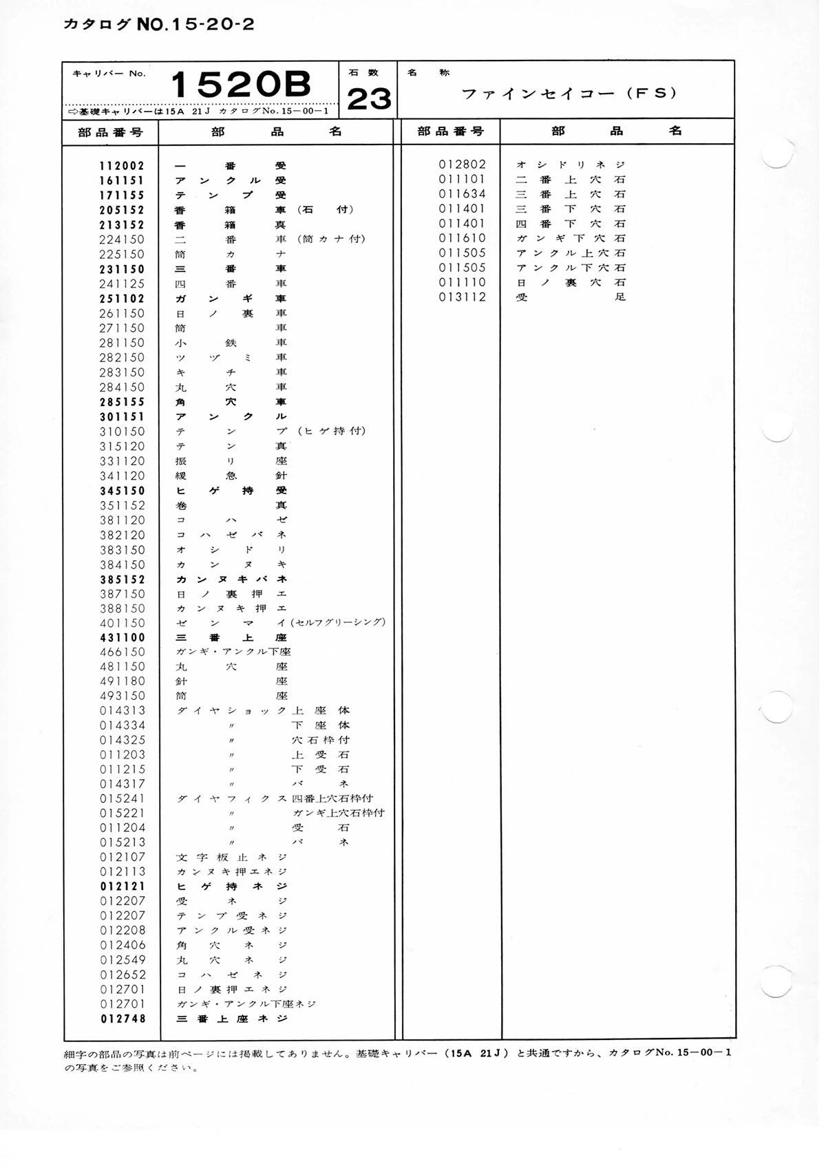 watch movement technical information