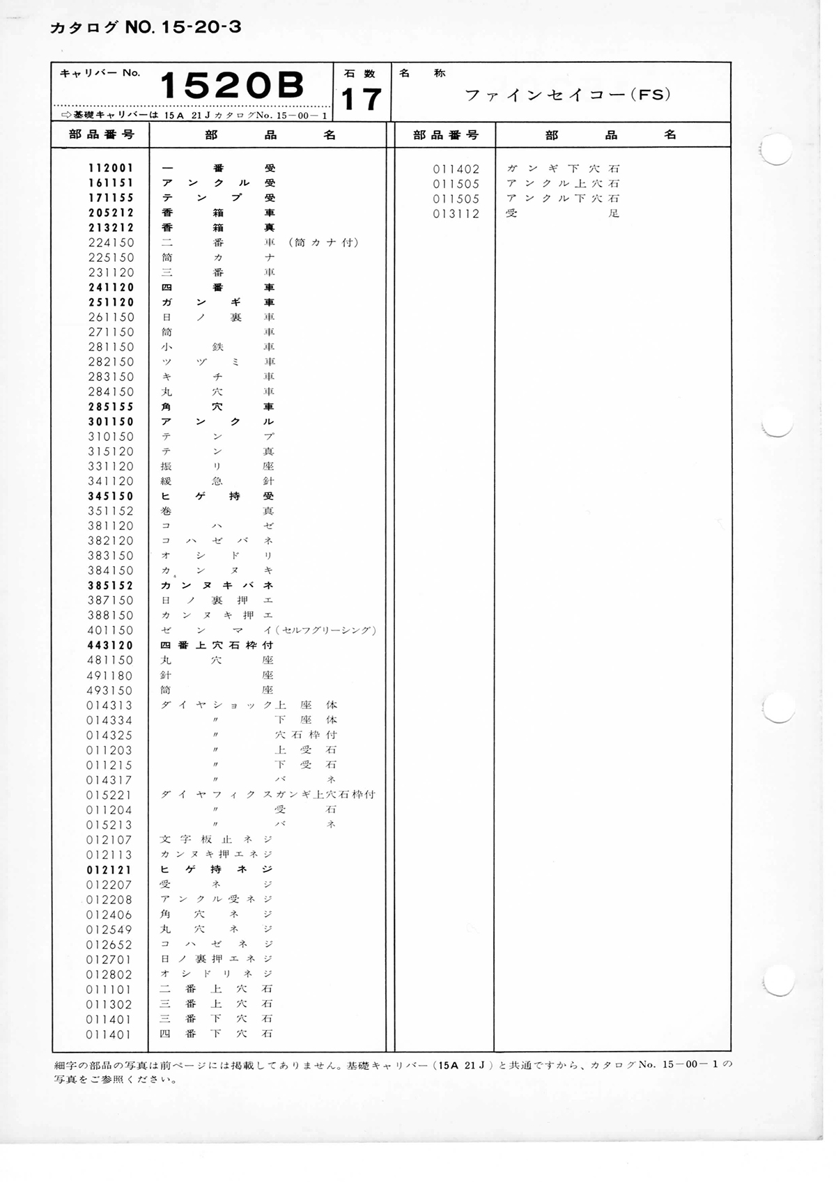 watch movement technical information