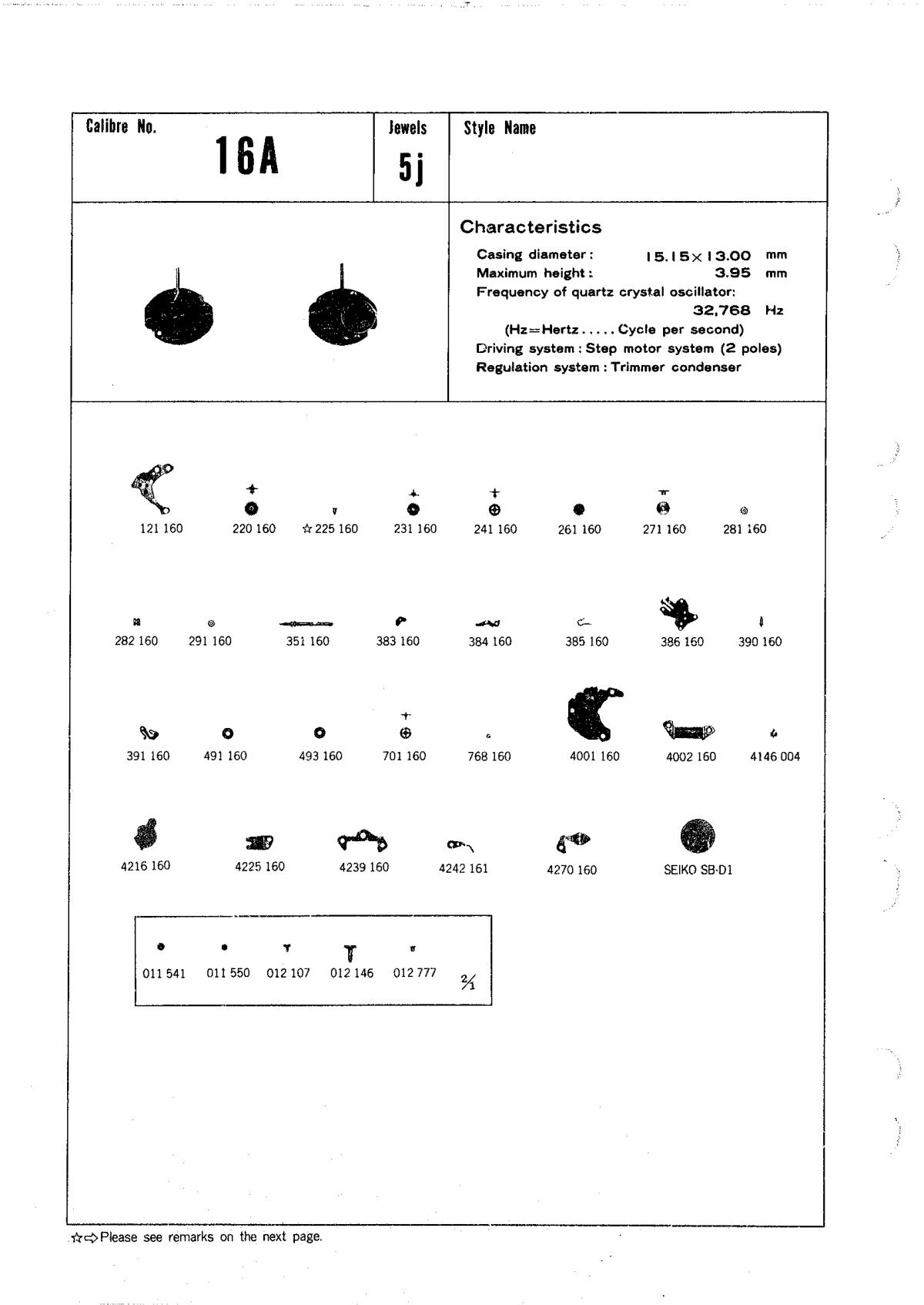 watch movement technical information