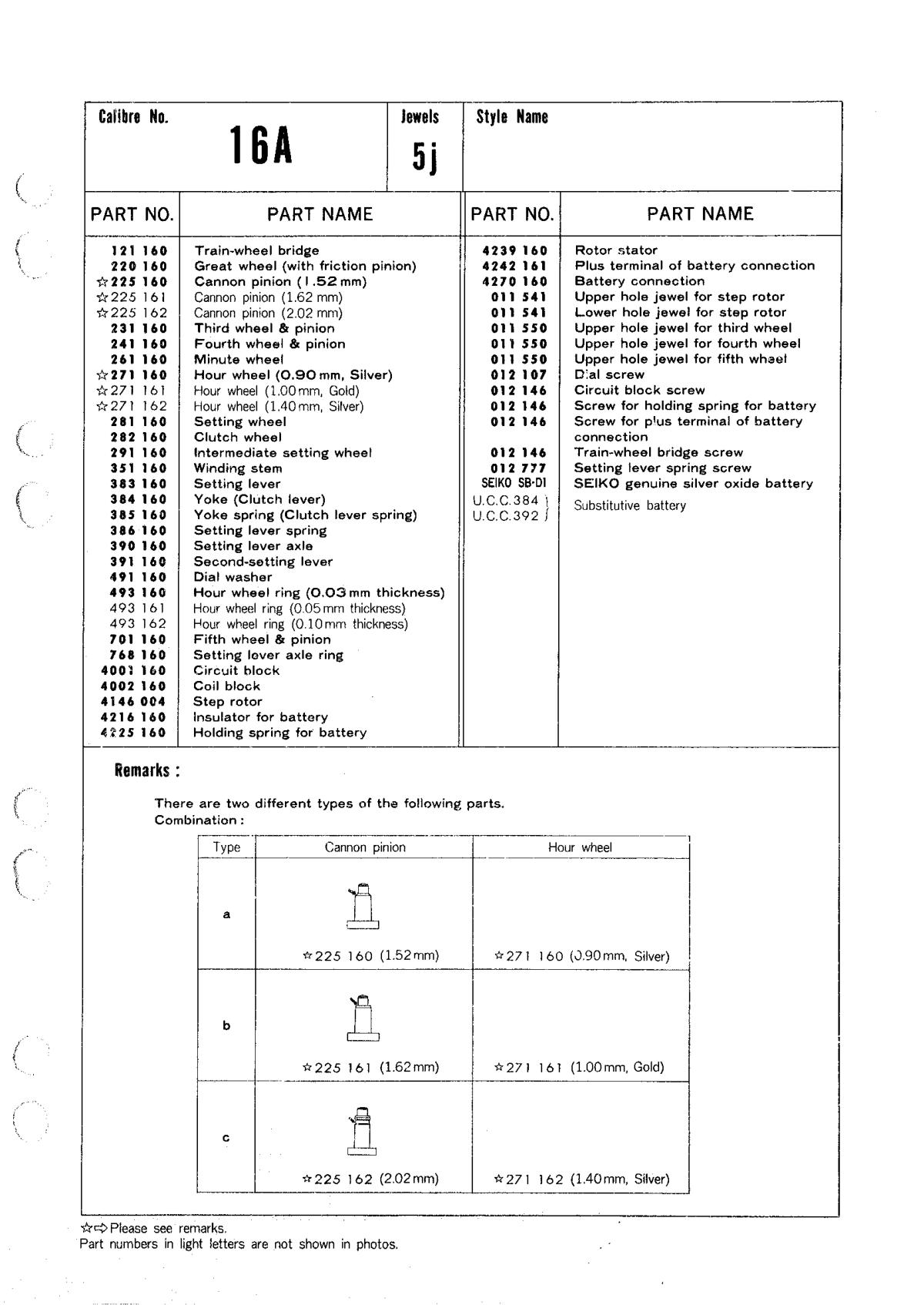 watch movement technical information