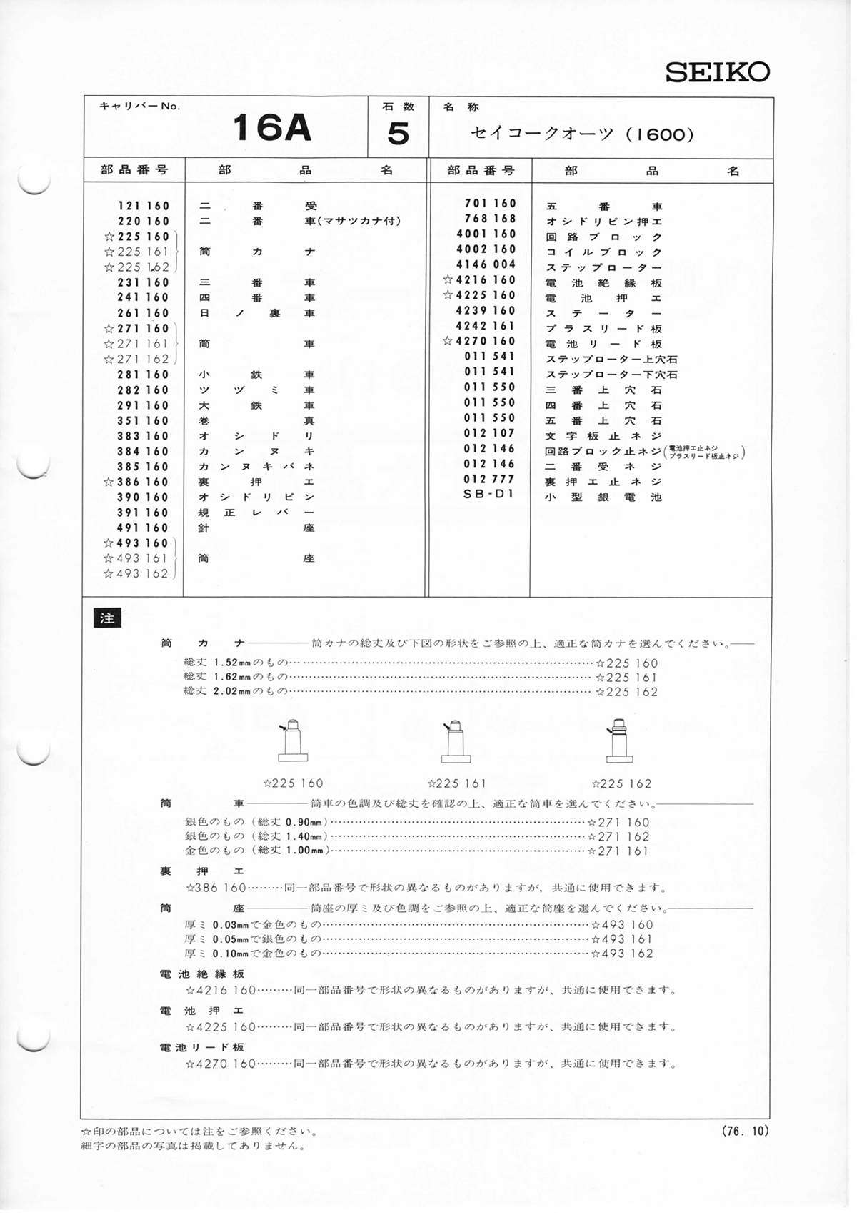 watch movement technical information