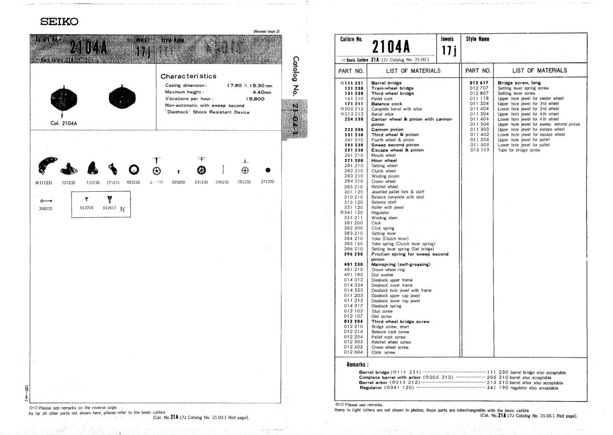 watch movement technical information