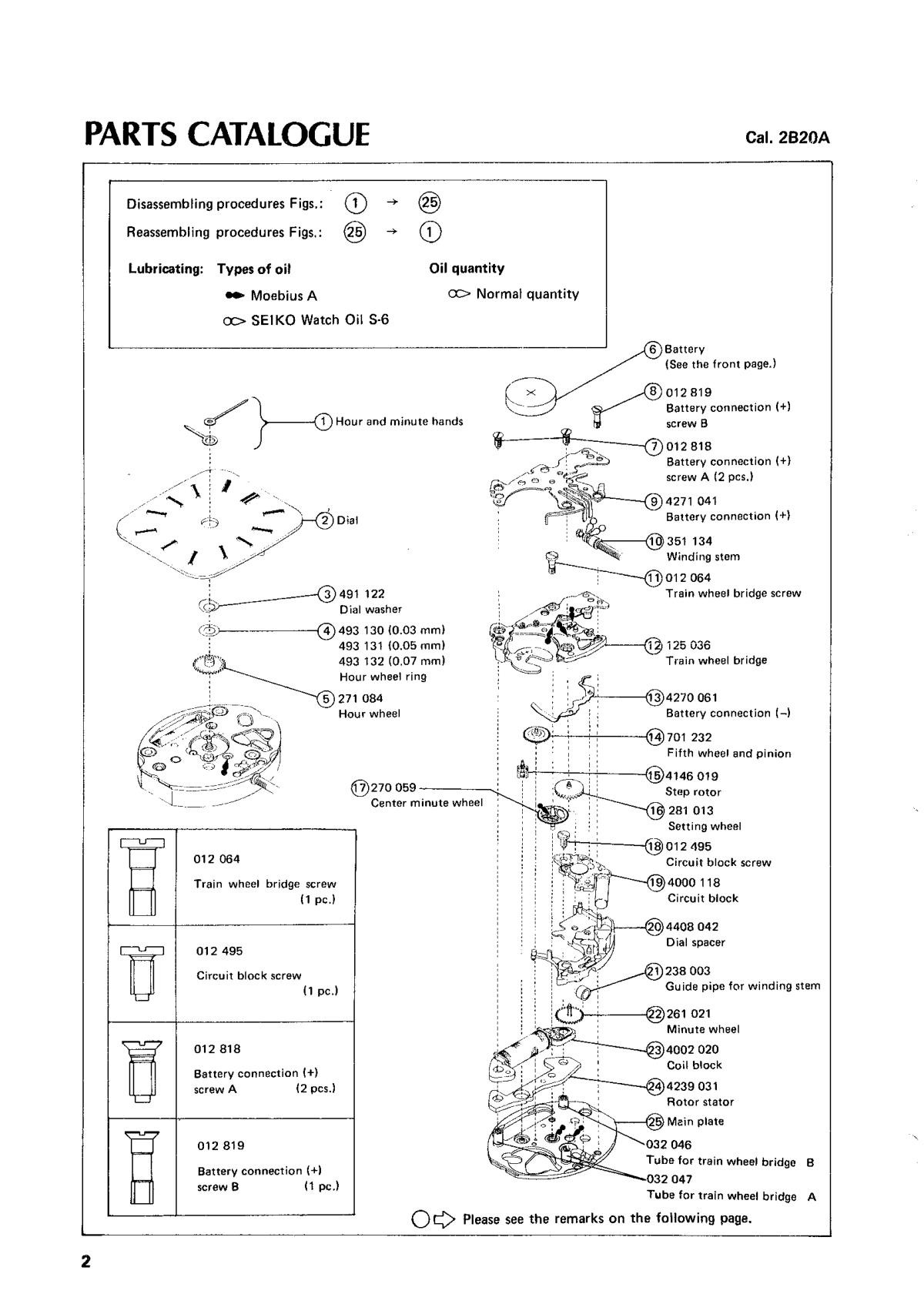 watch movement technical information