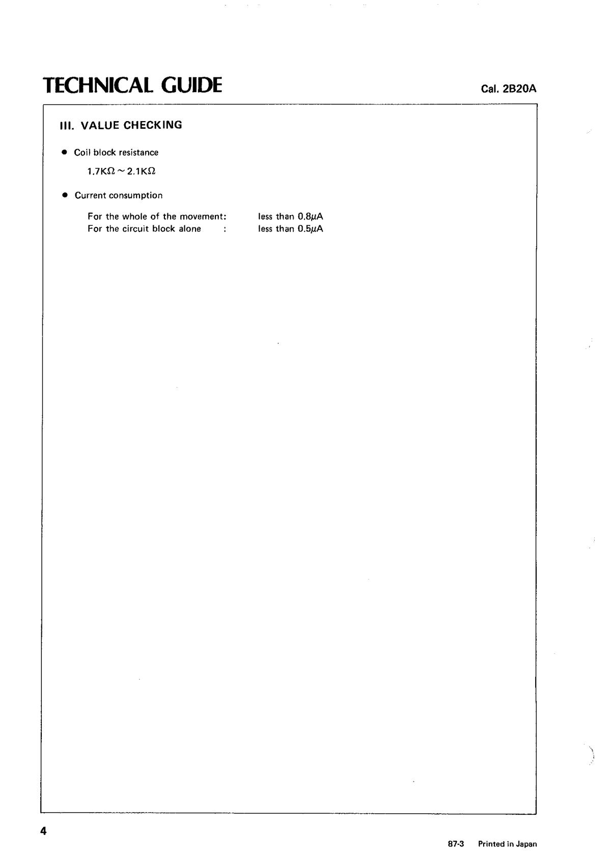 watch movement technical information