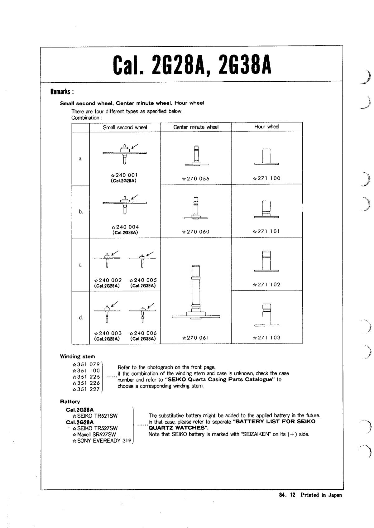 watch movement technical information