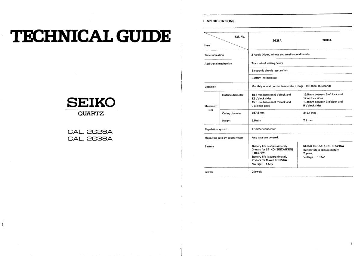 watch movement technical information
