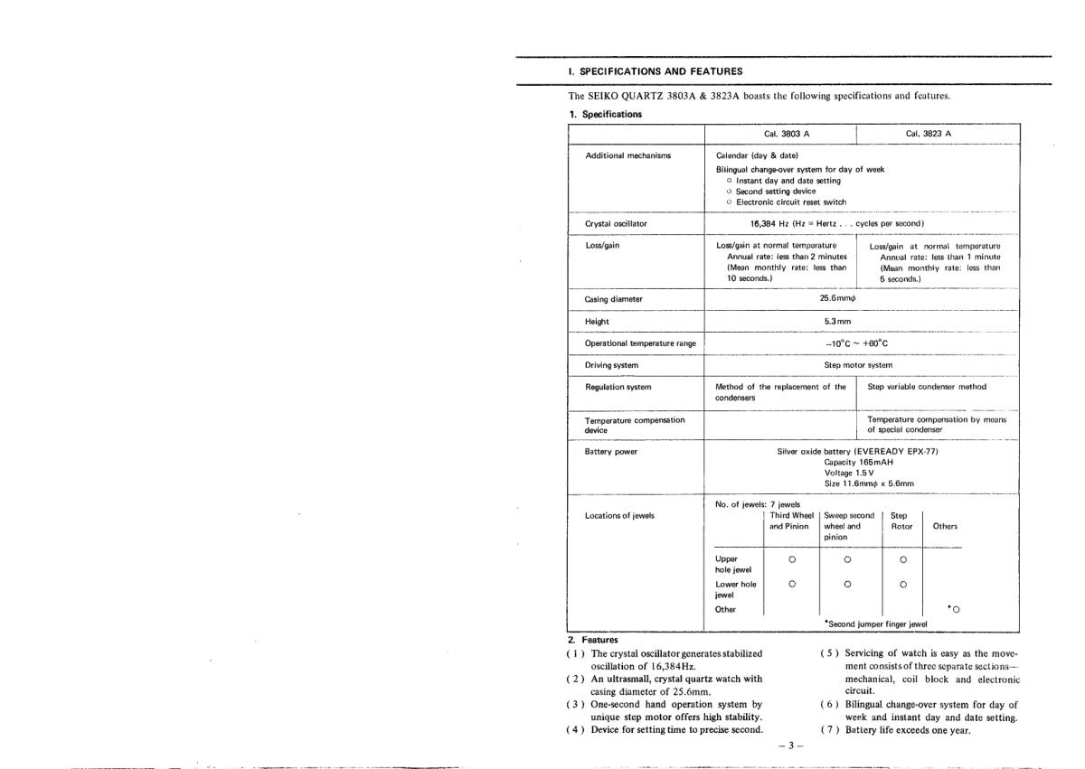 watch movement technical information