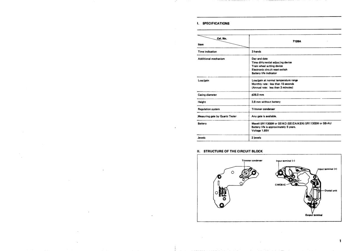 watch movement technical information
