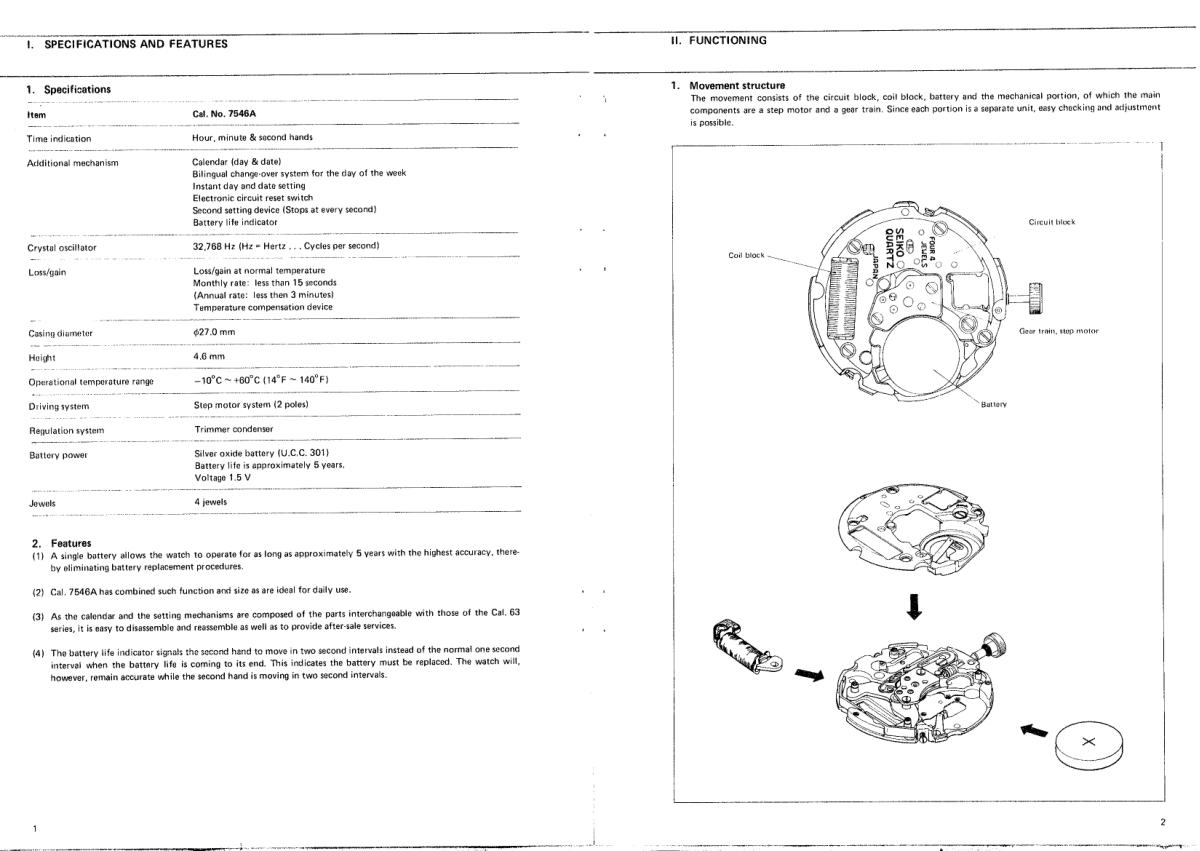 watch movement technical information
