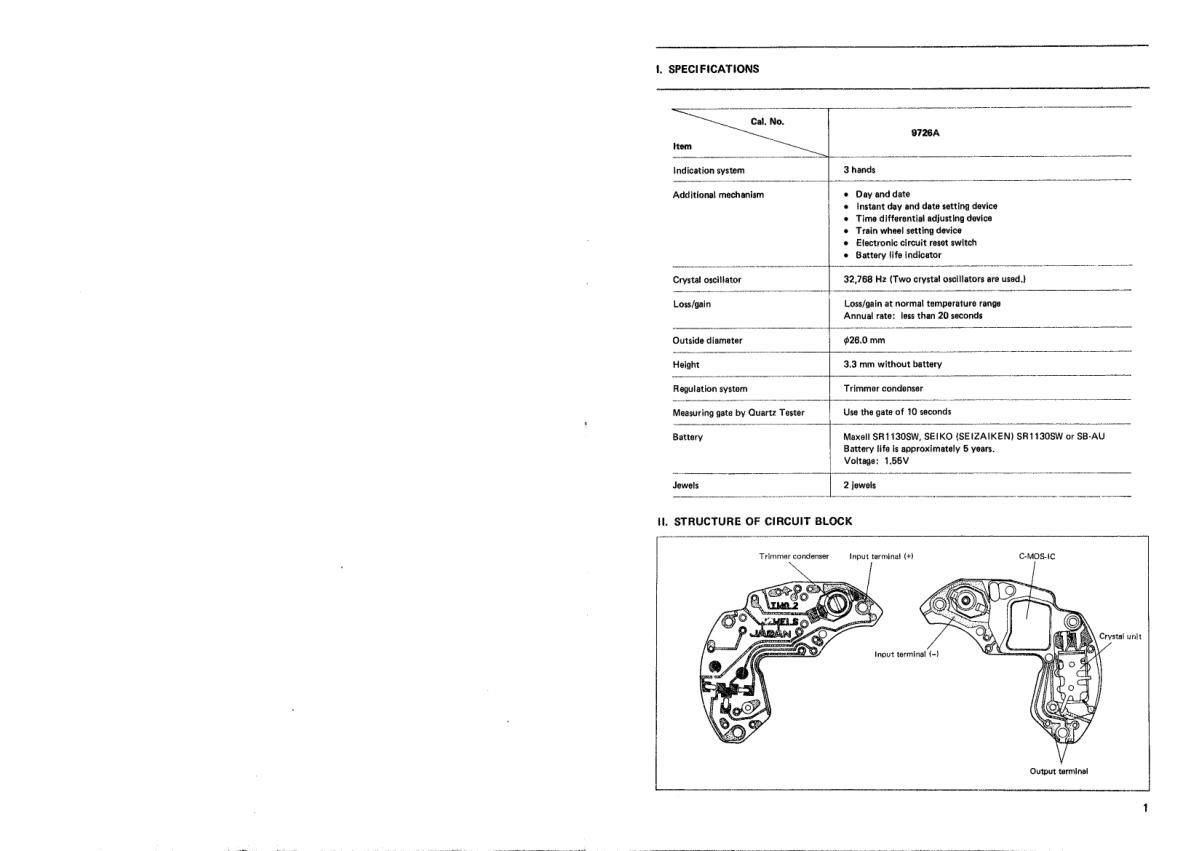watch movement technical information